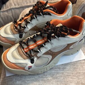 Fila limited edition Cream and Brown Sneakers Retro-Inspired Design